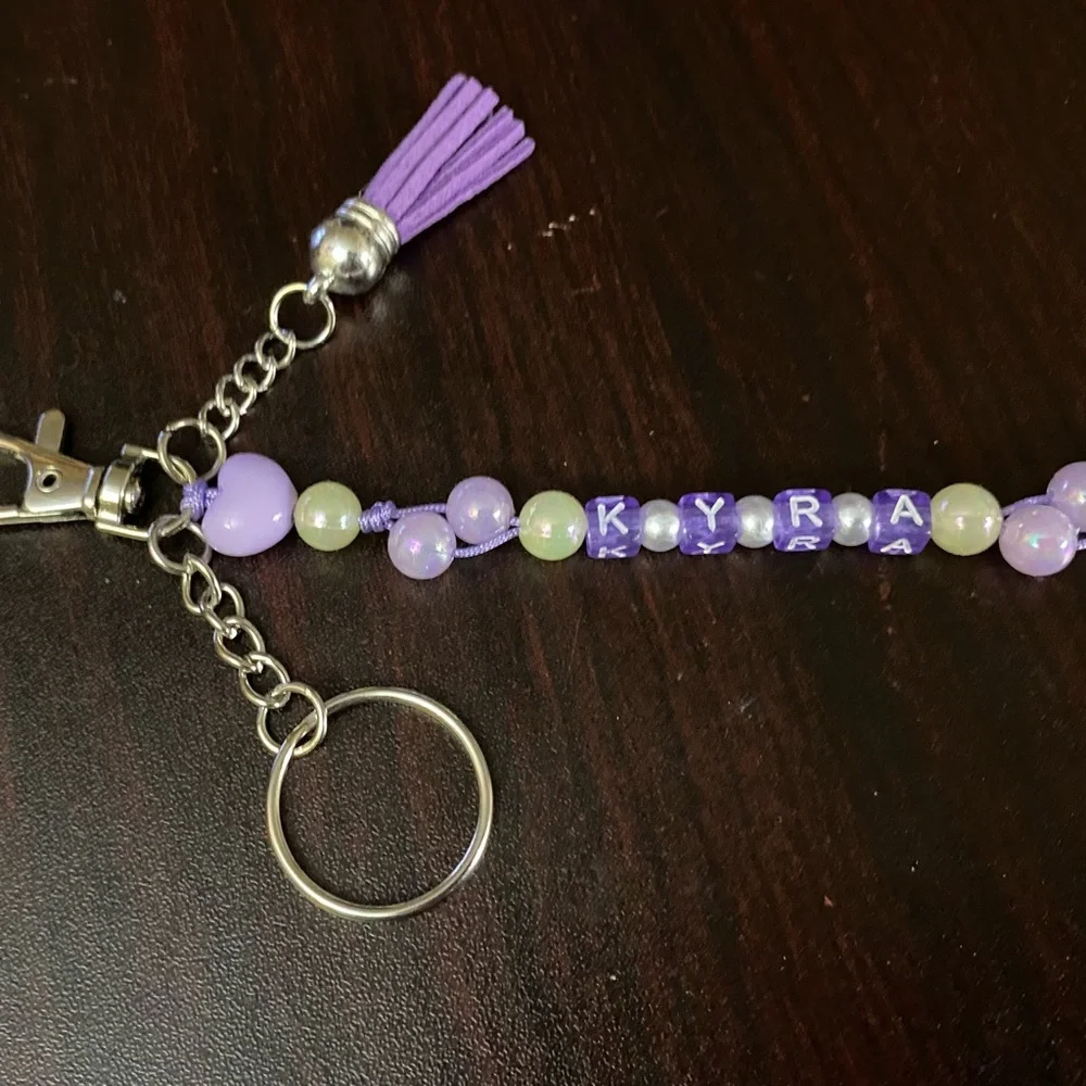 Keychain beaded purse charm with personalized Name kira